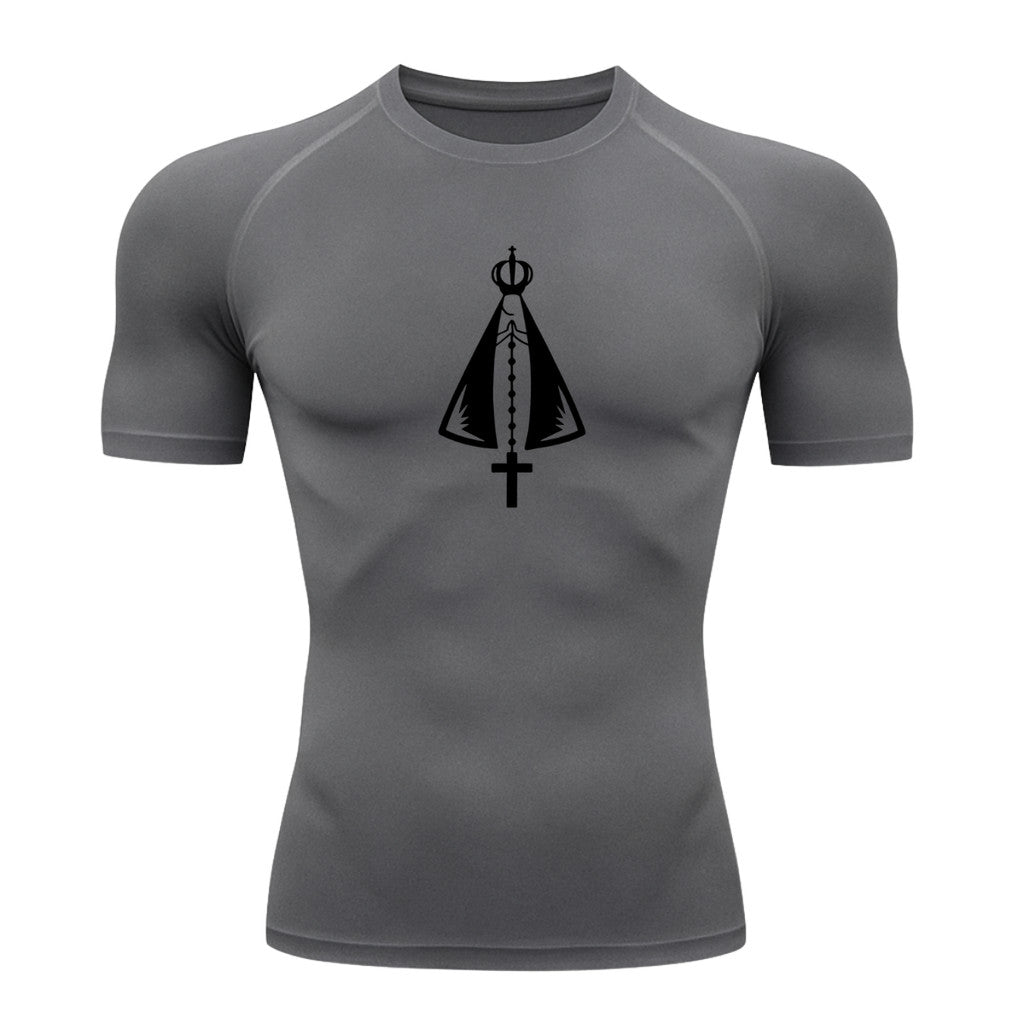 Camiseta Compressão Uv Manga Curta Estampa Da Roça Proteção Da Santa Rash Guard