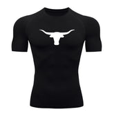 Camiseta Compressão Uv Manga Curta Estampa Da Roça Marca Do Touro Alpha Rash Guard