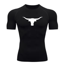 Camiseta Compressão Uv Manga Curta Estampa Da Roça Marca Do Touro Alpha Rash Guard
