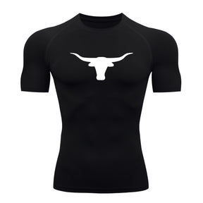 Camiseta Compressão Uv Manga Curta Estampa Da Roça Marca Do Touro Alpha Rash Guard