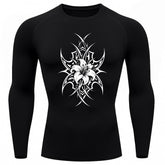 Camiseta Compressão Uv 50+ Manga Longa Cyber Tribal Dark Bloom Nature Rash Guard