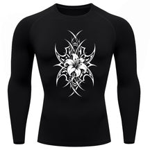Camiseta Compressão Uv 50+ Manga Longa Cyber Tribal Dark Bloom Nature Rash Guard