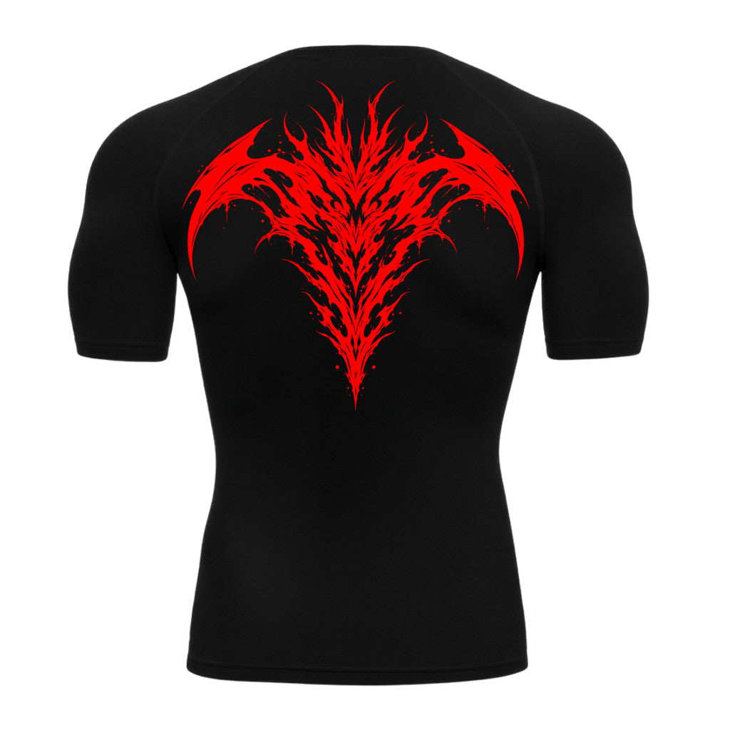 Camiseta Compressão Uv 50+ Manga Curta Cyber Tribal Atoomic Dark Vortex Sigil Rash Guard