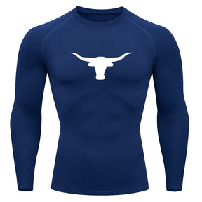 Camiseta Compressão Uv Manga Longa Estampa Da Roça Marca Do Touro Alpha Rash Guard