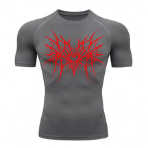 Camiseta Compressão Uv 50+ Manga Curta Cyber Tribal Spider Symmetric Web Rash Guard