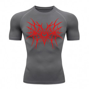 Camiseta Compressão Uv 50+ Manga Curta Cyber Tribal Spider Symmetric Web Rash Guard