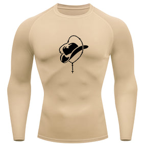 Camiseta Compressão Uv Manga Longa Estampa Da Roça Cowboy Sagrado Rash Guard