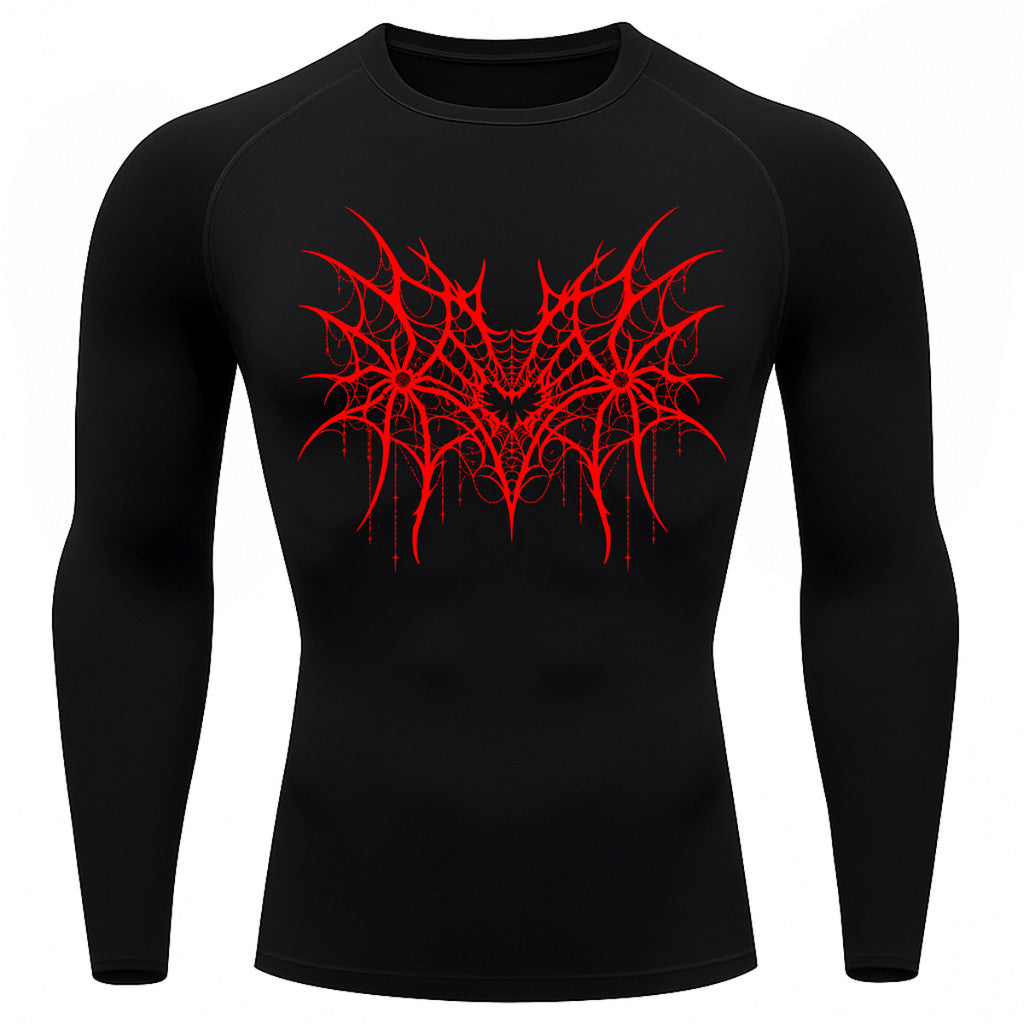 Camiseta Compressão Uv 50+ Manga Longa Cyber Tribal Spider Symmetric Web Rash Guard