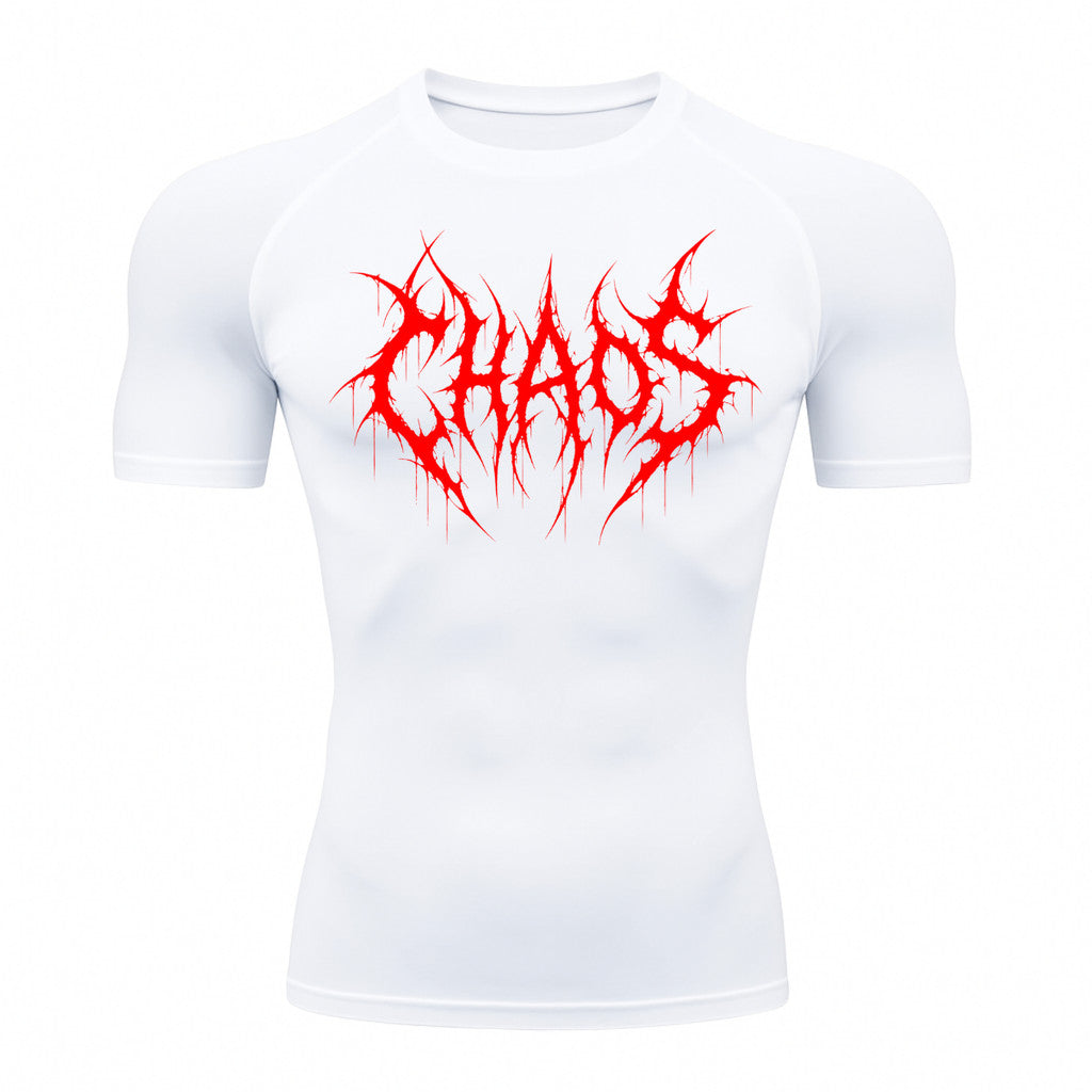 Camiseta Compressão Uv 50+ Manga Curta Cyber Tribal Emblem Of Chaos Rash Guard
