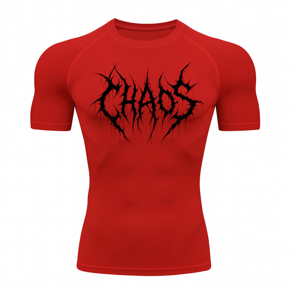 Camiseta Compressão Uv 50+ Manga Curta Cyber Tribal Emblem Of Chaos Rash Guard