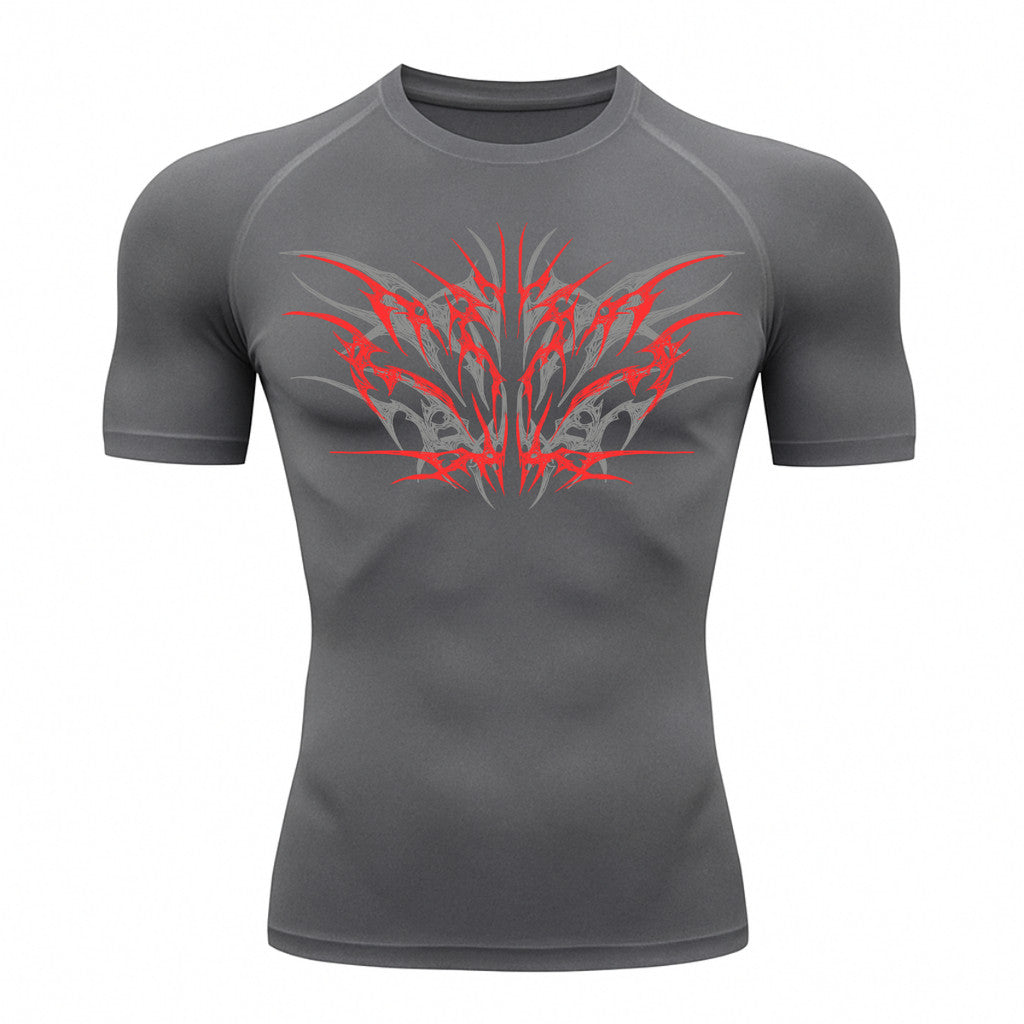 Camiseta Compressão Uv 50+ Manga Curta Cyber Tribal Null Form Rash Guard