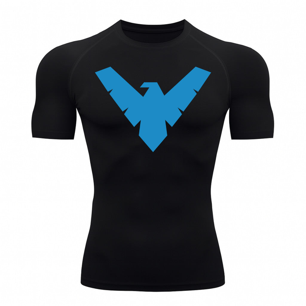 Camiseta Compressão Proteção Uv 50+ Manga Curta Asa Noturno Rash Guard
