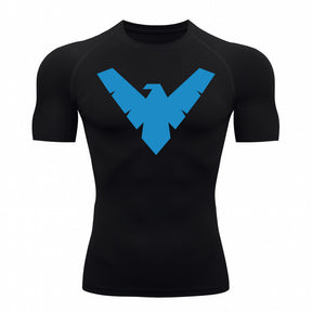 Camiseta Compressão Proteção Uv 50+ Manga Curta Asa Noturno Rash Guard