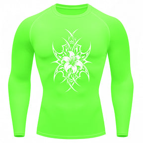 Camiseta Compressão Uv 50+ Manga Longa Cyber Tribal Dark Bloom Nature Rash Guard