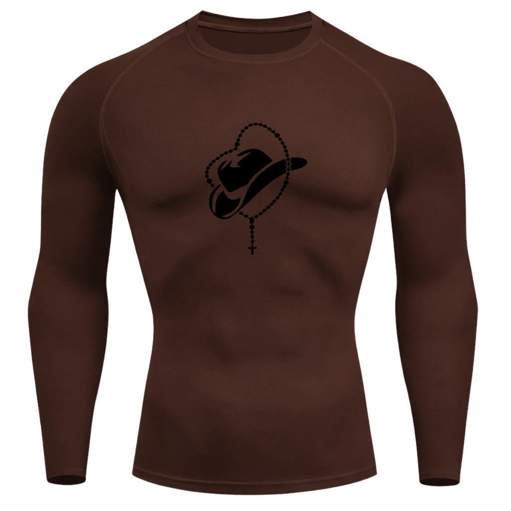 Camiseta Compressão Uv Manga Longa Estampa Da Roça Cowboy Sagrado Rash Guard