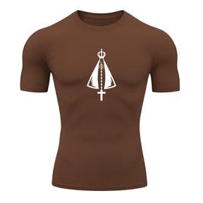 Camiseta Compressão Uv Manga Curta Estampa Da Roça Proteção Da Santa Rash Guard
