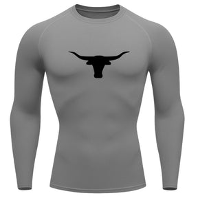 Camiseta Compressão Uv Manga Longa Estampa Da Roça Marca Do Touro Alpha Rash Guard
