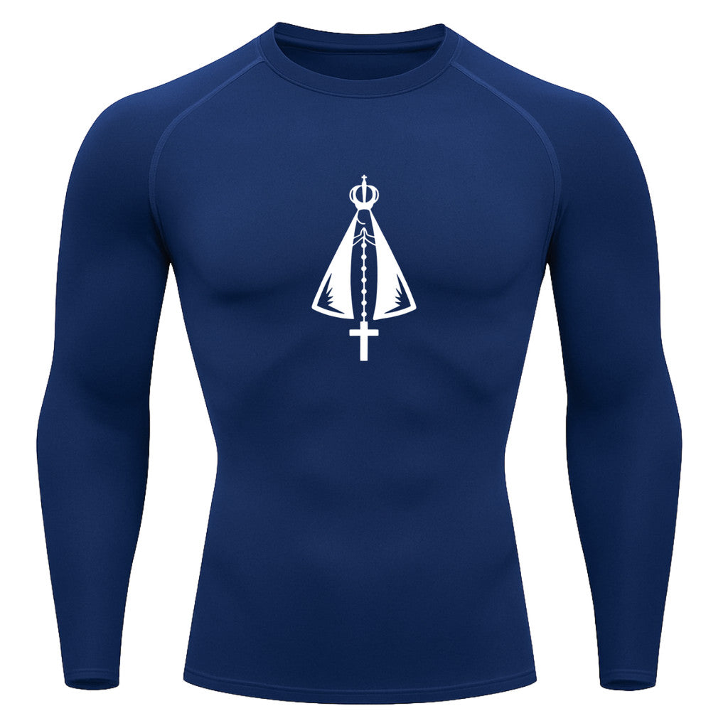 Camiseta Compressão Uv Manga Longa Estampa Da Roça Proteção Da Santa Rash Guard
