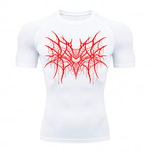 Camiseta Compressão Uv 50+ Manga Curta Cyber Tribal Spider Symmetric Web Rash Guard