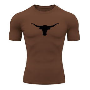 Camiseta Compressão Uv Manga Curta Estampa Da Roça Marca Do Touro Alpha Rash Guard