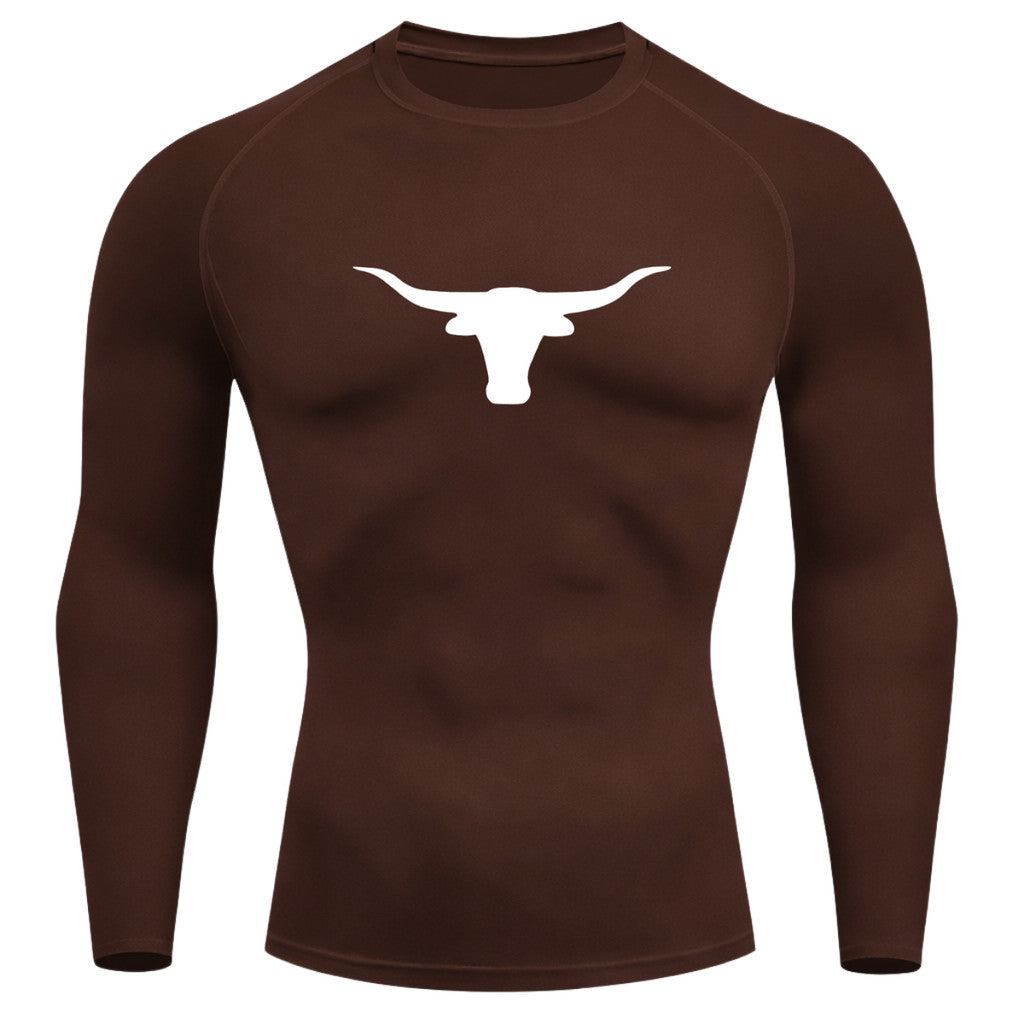 Camiseta Compressão Uv Manga Longa Estampa Da Roça Marca Do Touro Alpha Rash Guard