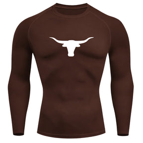 Camiseta Compressão Uv Manga Longa Estampa Da Roça Marca Do Touro Alpha Rash Guard
