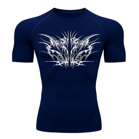 Camiseta Compressão Uv 50+ Manga Curta Cyber Tribal Null Form Rash Guard