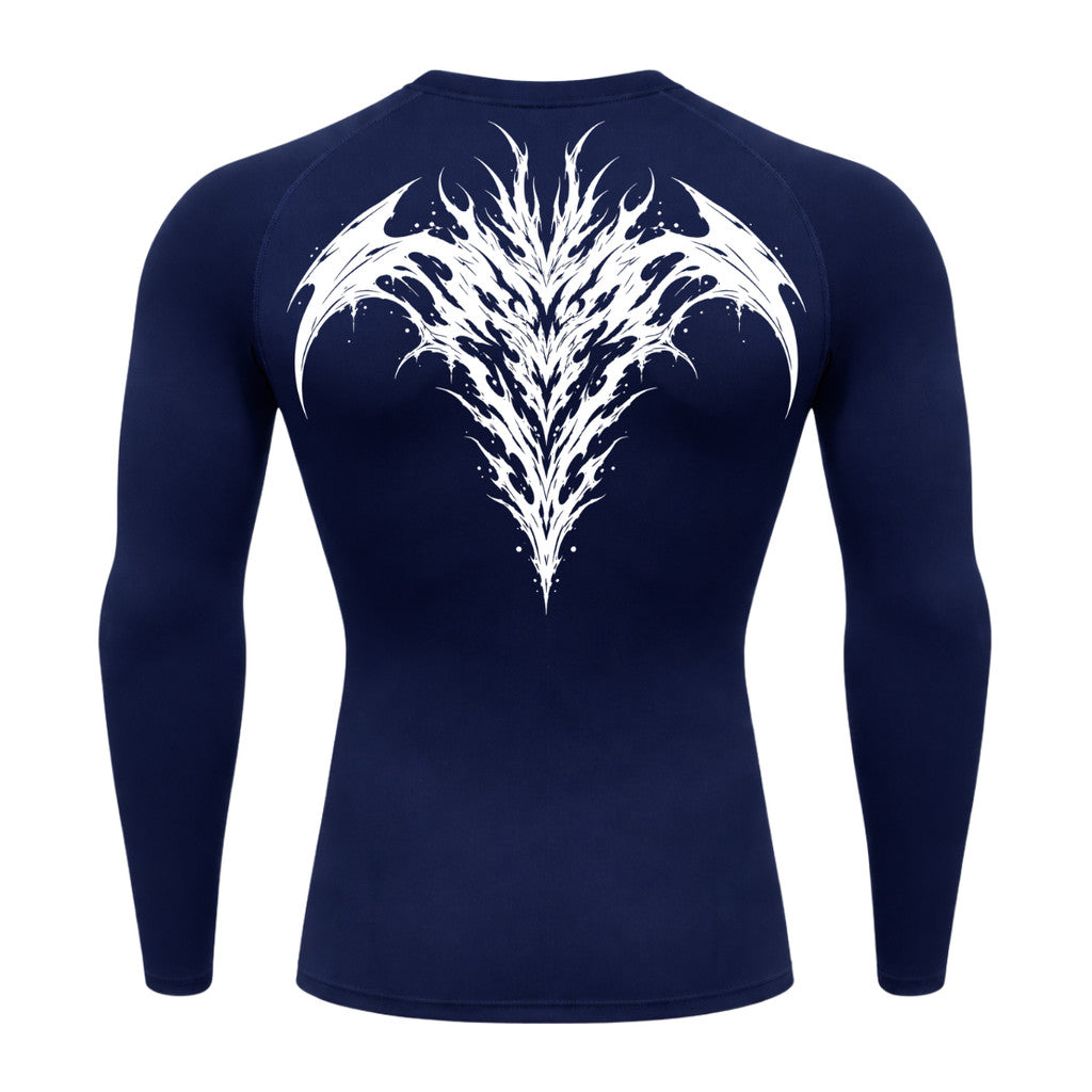 Camiseta Compressão Uv 50+ Manga Longa Cyber Tribal Atoomic Dark Vortex Sigil Rash Guard