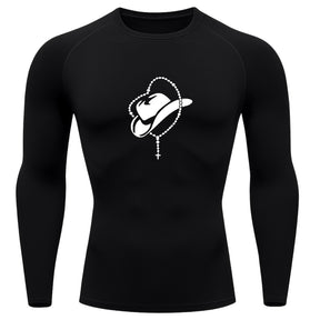 Camiseta Compressão Uv Manga Longa Estampa Da Roça Cowboy Sagrado Rash Guard