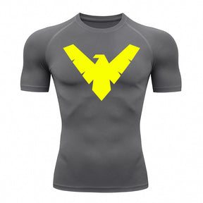 Camiseta Compressão Proteção Uv 50+ Manga Curta Asa Noturno Rash Guard
