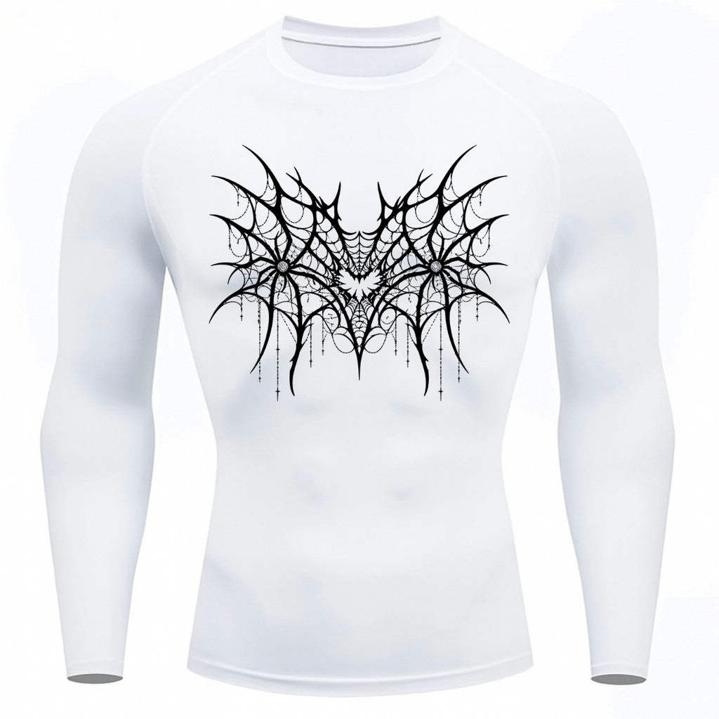Camiseta Compressão Uv 50+ Manga Longa Cyber Tribal Spider Symmetric Web Rash Guard