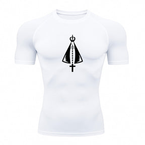 Camiseta Compressão Uv Manga Curta Estampa Da Roça Proteção Da Santa Rash Guard