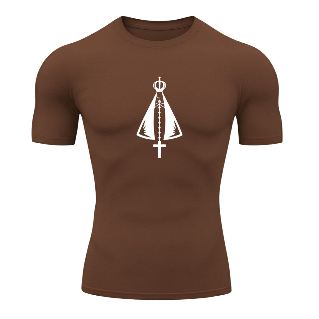 Camiseta Compressão Uv Manga Curta Estampa Da Roça Proteção Da Santa Rash Guard