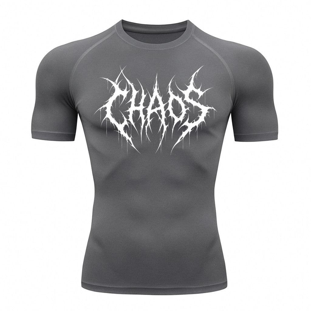 Camiseta Compressão Uv 50+ Manga Curta Cyber Tribal Emblem Of Chaos Rash Guard