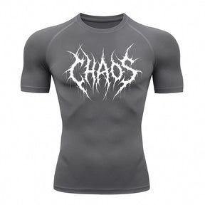 Camiseta Compressão Uv 50+ Manga Curta Cyber Tribal Emblem Of Chaos Rash Guard