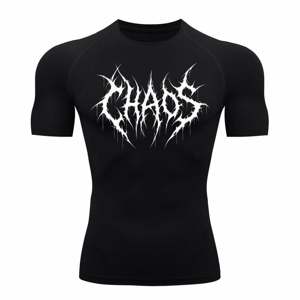Camiseta Compressão Uv 50+ Manga Curta Cyber Tribal Emblem Of Chaos Rash Guard