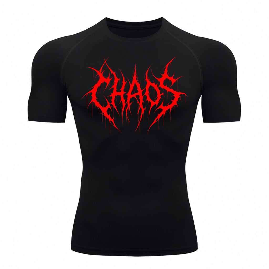 Camiseta Compressão Uv 50+ Manga Curta Cyber Tribal Emblem Of Chaos Rash Guard