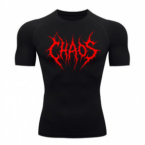 Camiseta Compressão Uv 50+ Manga Curta Cyber Tribal Emblem Of Chaos Rash Guard