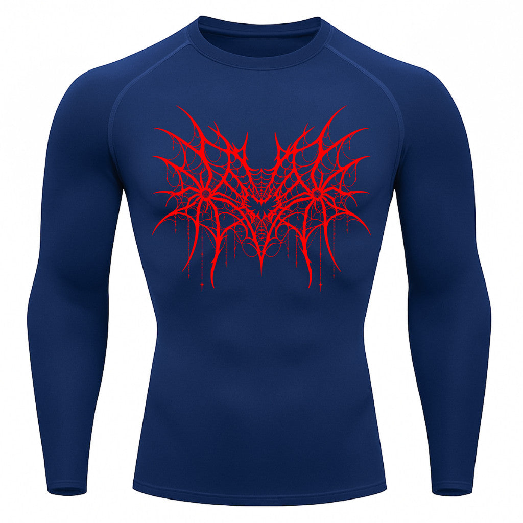 Camiseta Compressão Uv 50+ Manga Longa Cyber Tribal Spider Symmetric Web Rash Guard