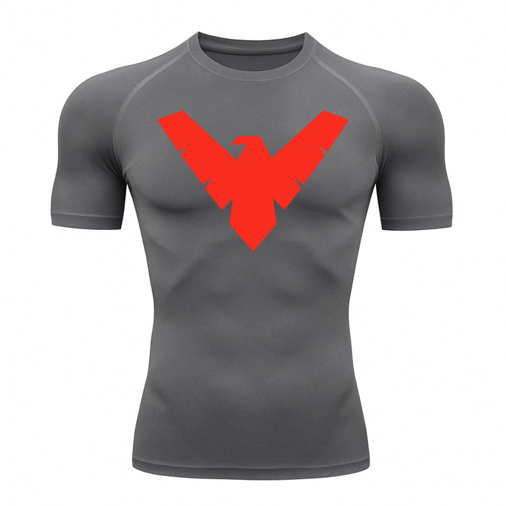 Camiseta Compressão Proteção Uv 50+ Manga Curta Asa Noturno Rash Guard