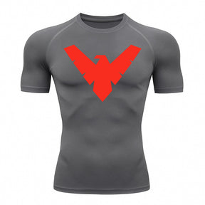 Camiseta Compressão Proteção Uv 50+ Manga Curta Asa Noturno Rash Guard