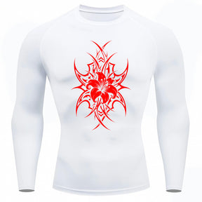Camiseta Compressão Uv 50+ Manga Longa Cyber Tribal Dark Bloom Nature Rash Guard