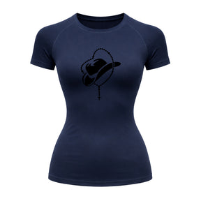 Camiseta Compressão Uv Manga Curta Estampa Da Roça Cowboy Terço Sagrado