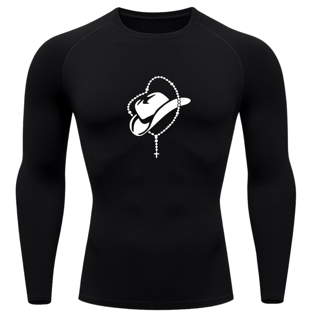 Camiseta Compressão Uv Manga Longa Estampa Da Roça Cowboy Sagrado Rash Guard