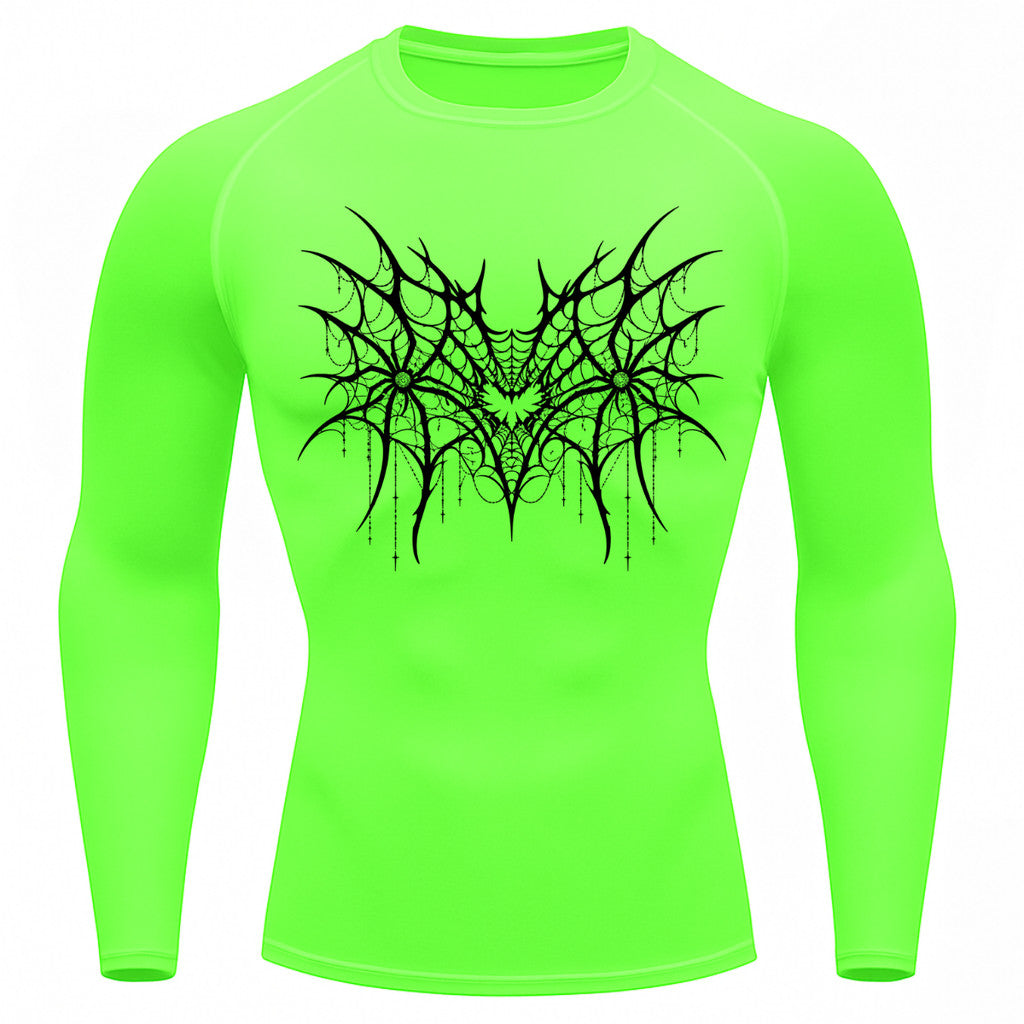 Camiseta Compressão Uv 50+ Manga Longa Cyber Tribal Spider Symmetric Web Rash Guard