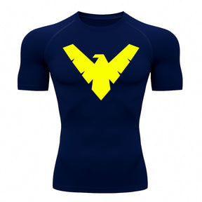 Camiseta Compressão Proteção Uv 50+ Manga Curta Asa Noturno Rash Guard