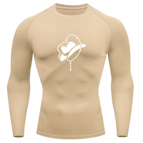 Camiseta Compressão Uv Manga Longa Estampa Da Roça Cowboy Sagrado Rash Guard