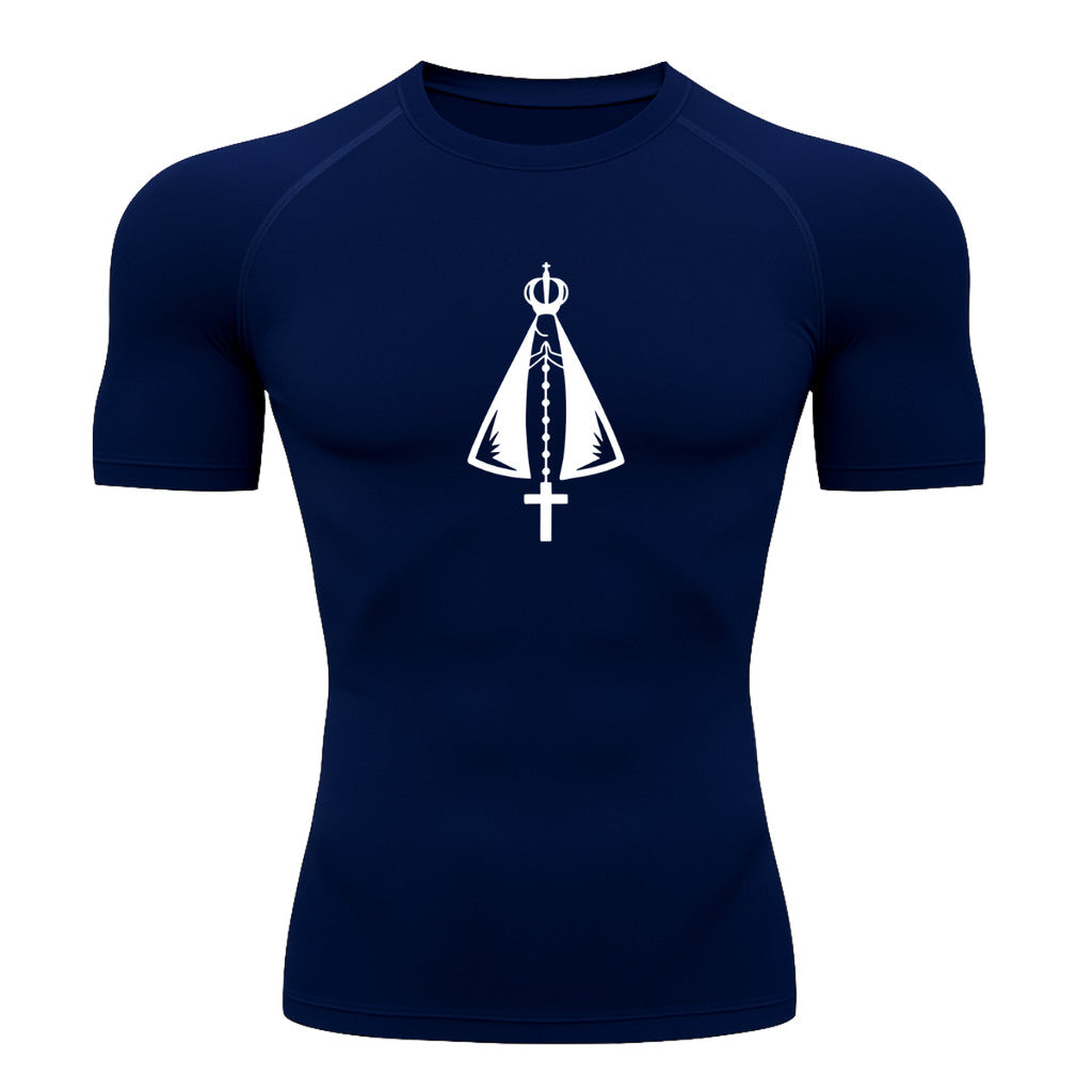 Camiseta Compressão Uv Manga Curta Estampa Da Roça Proteção Da Santa Rash Guard