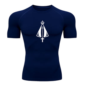 Camiseta Compressão Uv Manga Curta Estampa Da Roça Proteção Da Santa Rash Guard