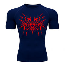 Camiseta Compressão Uv 50+ Manga Curta Cyber Tribal Spider Symmetric Web Rash Guard